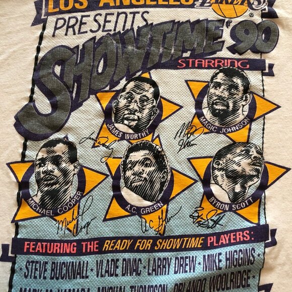 Los Angeles Lakers Showtime Team 1990 t shirt Men Size Med, Nutmeg Mills Vintage - Picture 4 of 8